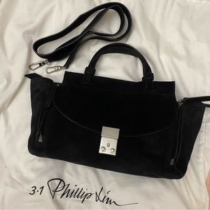 3.1 phillip lim mini soft suede pashli satchel in black